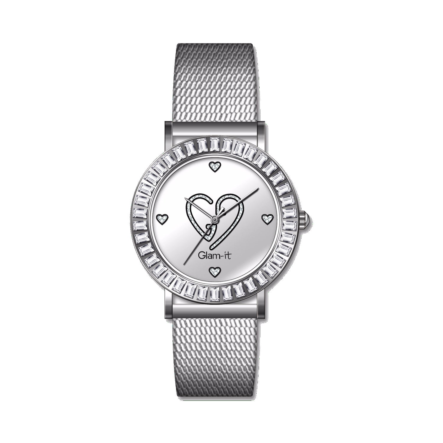 Glam-it! Swarovski Crystal Bling Heart Stainless Steel Watch Glam-it! Swarovski Crystal Bling Heart Stainless Steel Watch